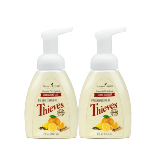 Thieves Foaming Hand Soap 8 fl oz. 2 pk by Young Living Essential Oils - Gentle Cleansing , Refreshing Aroma , Powerful Moisturizers for Dry Skin , Hygienic Hands , Anti-bacteria