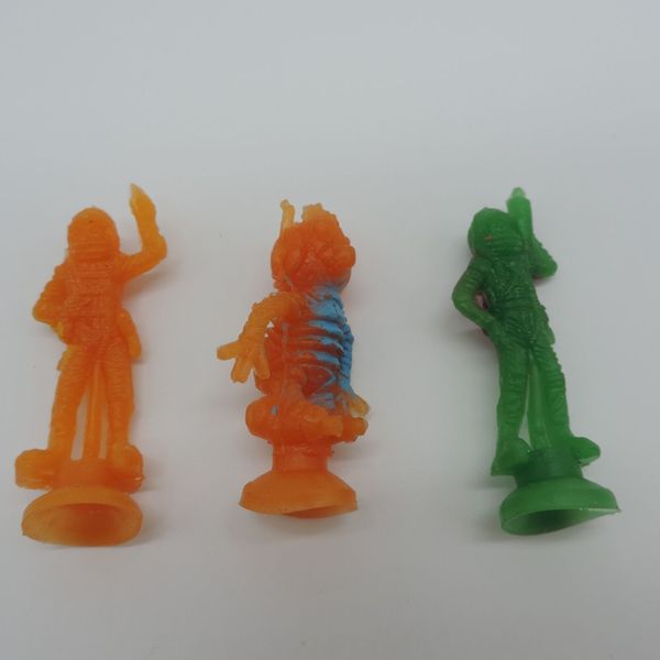 3 Vtg 80s Rubber Robot Spacemen Alien Figure Suction Cup Toy Vending Machine