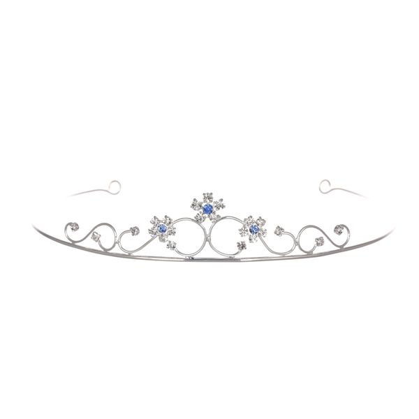 Princess Bridesmaid Flower Girl Rhinestone Crystal Tiara (Blue Crystals Silver Plated) T460