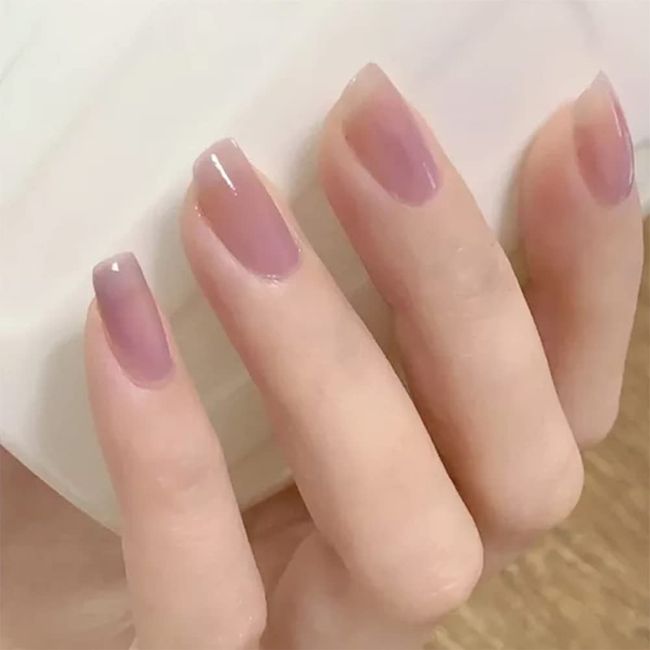 Set of 24 Nail Nails, Translucent Putao, Purple, Beautiful Nails, New Year, Reception, Party, After-party, School Entrance Ceremony, Graduation, Kindergarten Entrance Ceremony, Coming-of-Age Ceremony, Fireworks Festival