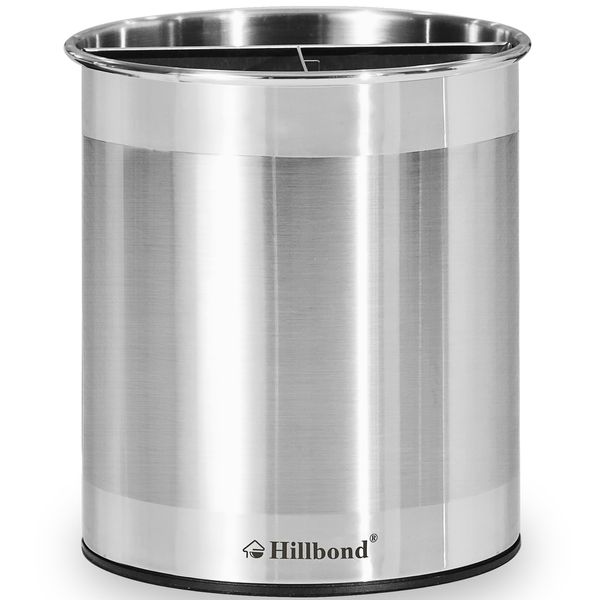 Hillbond Stainless Steel Utensil Holder for Countertop with Removable Divider, 6.9x7.5inch Large Utensil Holder, 360° Rotating Utensil Crock with Weighted Base for No Tipping Over(EXTRA LARGE)