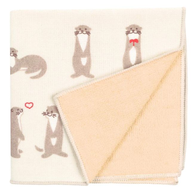 Hamamonyo Washed Towel Handkerchief, Loved Otter, Salmon