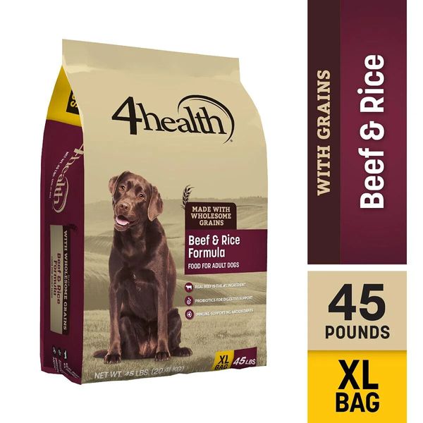 4health with Wholesome Grains Adult Beef and Rice Formula Dry Dog Food 45lb