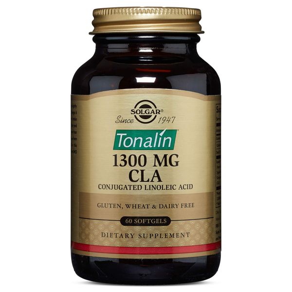 Solgar Tonalin CLA 1300 mg, 60 Softgels - Essential Omega-6 Fatty Acid - Derived from Non-GMO Safflower Seed Oil - Gluten Free, Dairy Free - 60 Servings