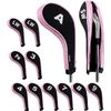 Andux Count Printed Golf Iron Covers with Zipper Long Neck 12pcs/set