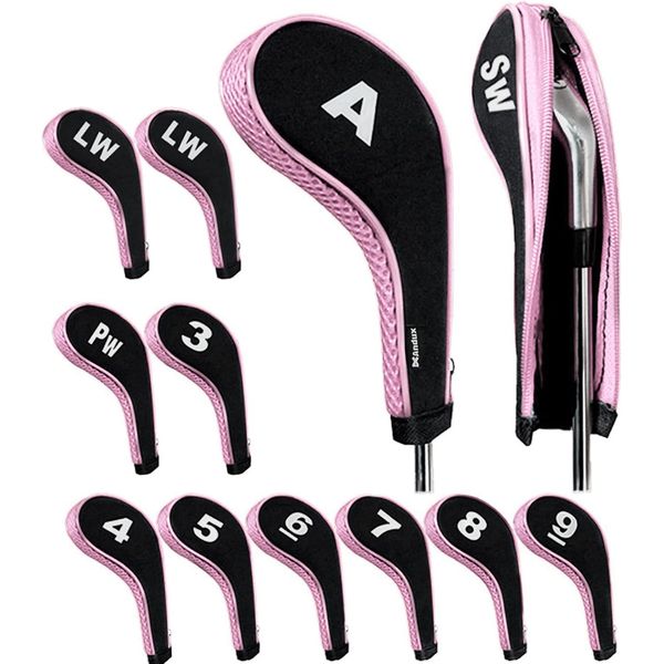 Andux Count Printed Golf Iron Covers with Zipper Long Neck 12pcs/set