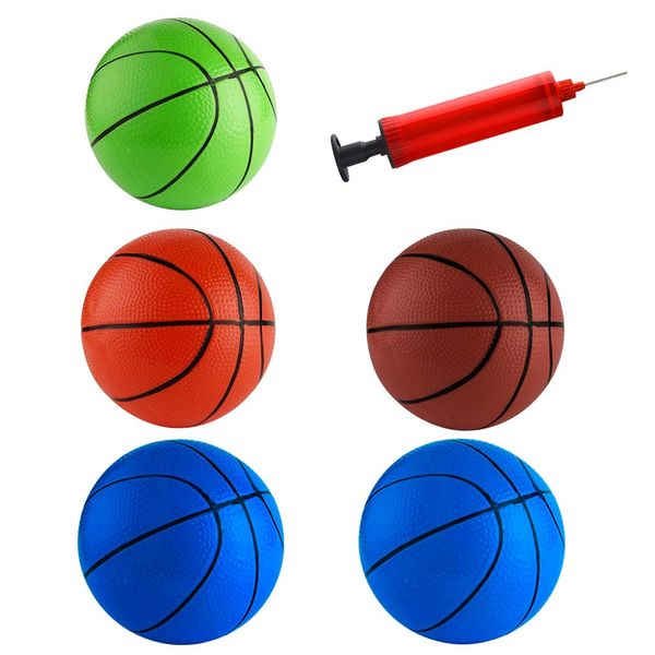 FEPITO 5 Pcs 16cm Mini Basketball Inflation Mini Ball Toys with Pump and Basketball Needles for Kids