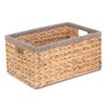 Red Hamper Small Water Hyacinth with Grey Rope Border Rectangular Storage Basket, Brown