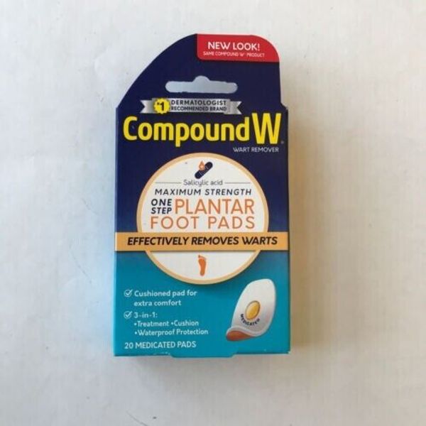 COMPOUND W WART REMOVER - PLANTAR FOOT PADS - 20 MEDICATED PADS - EXP. 2/2025