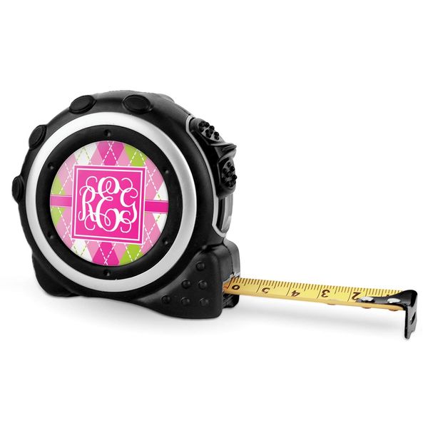 Personalized Pink & Green Argyle Tape Measure - 16 Ft