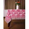 -Deep Pruce Red Cotton Tablecloth, Handblock Print Floral Table Cloth for Kitche
