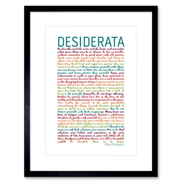 Desiderata Rainbow Words Ehrmann Typography Framed Wall Art Print