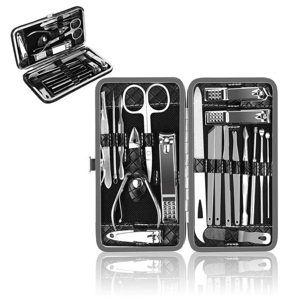 Manicure Set, MUIIGOOD 19 pcs Pedicure Kit Nail Clippers Tool Nail Care Professional Travel Grooming Kit Tools Gift Stainless Steel with PU Leather case for Women Men Friends Parents