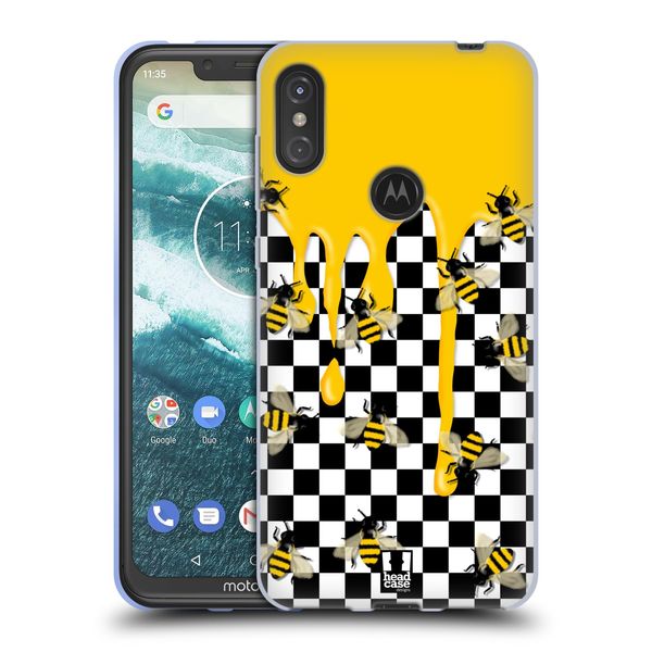 Head Case Designs Bees Checkerboard Patterns Soft Gel Case Compatible With Motorola One Power (P30 Note)