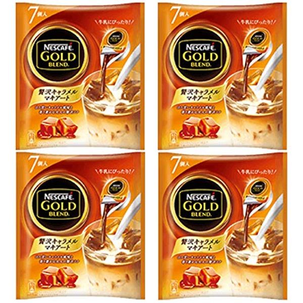 Nescafe Gold Blend Potion Luxury Caramel Macchiato, 7 Pieces x 4 Bags