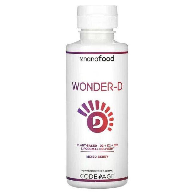 Codeage Liposomal Wonder-D Vegan Vitamin D3, K2, B12 Liquid Supplement Nanofood