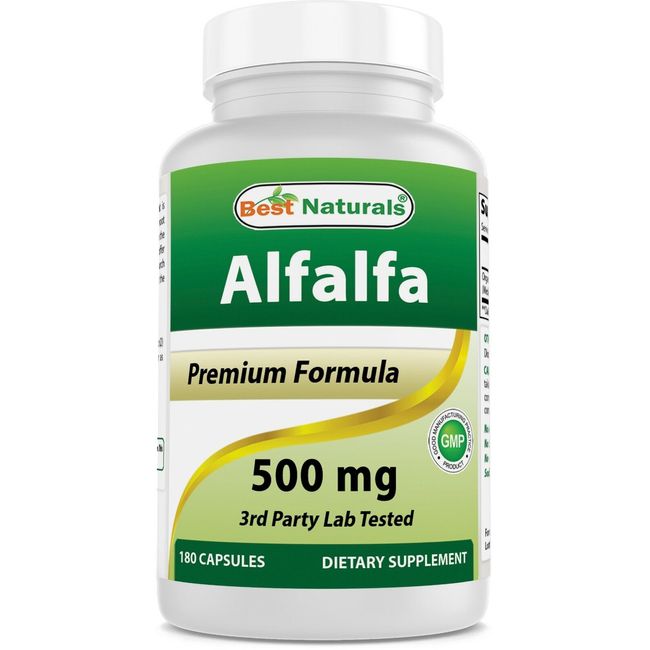 Best Naturals alfalfa Green Super Food 500 mg 180 Capsules Promotes energy