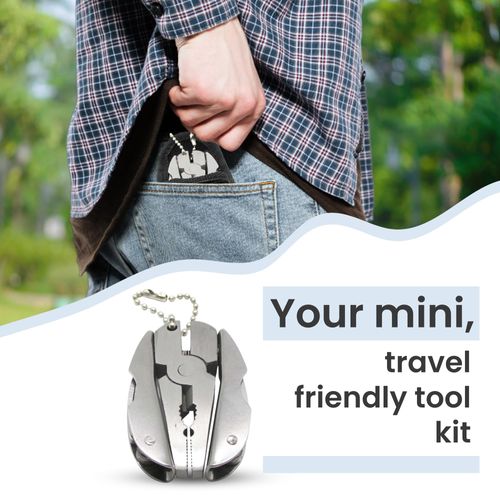 Gadgetime USA Mini Multitool Keychain Set - Multifunctional All In One Pocket Tool - 6-in-1, Plier, Wire Strippers, Phillips Screwdriver, Knife, File & Flat, With Carry case Mini Eyeglass Screwdriver