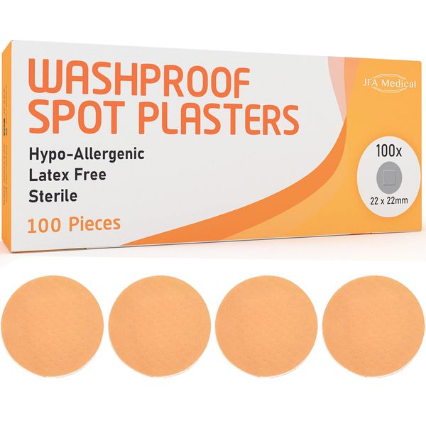 JFA Washproof Spot Plasters 25 x 25mm 100 Plasters Per Box