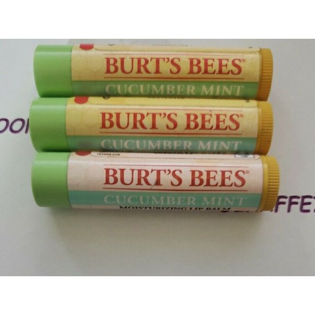 BURT'S BEE CUCUMBER MINT MOISTURIZING LIP BALM (LOT OF 3)~NEW SEALED!