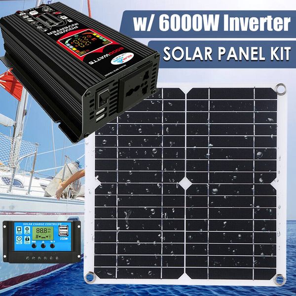 Complete Solar Panel Kit Solar 6000W Power Generator 100A Home 110V Grid System