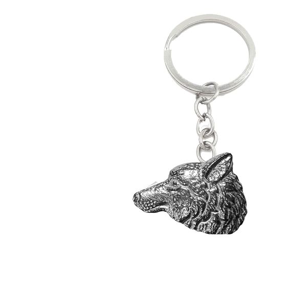 ahref10 Wolf Head 3.2x2.3cm Emblem Made From Fine English Pewter on a Split Ring Keyring