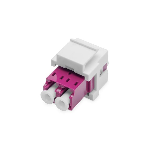 DIGITUS Fiber Optic Keystone Module - LC/LC Duplex - Multimode Fibre Optic - OM4 - Ceramic Sleeve - for Patch Panel or Junction Boxes - Purple/White
