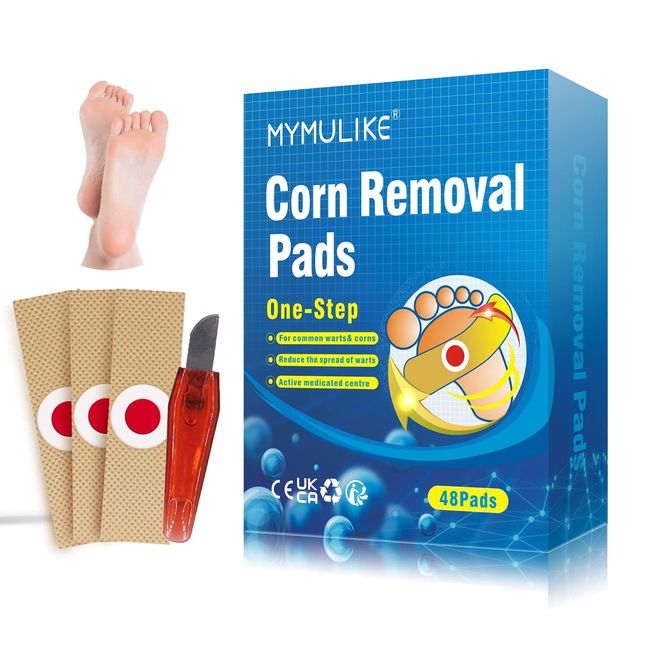 Corn Pads, 48pcs MYMULIKE Corn Removal, Wart Remover, Corn Removal Pads, Corn Plasters, Corn Plaster for Foot and Corns Removal Relief Corn Pain