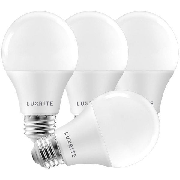 LUXRITE A19 LED Bulb 75W Equivalent, 1100 Lumens, 2700K Warm White, Dimmable Standard LED Light Bulbs 11W, Enclosed Fixture Rated, Energy Star, E26 Medium Base - Indoor and Outdoor (4 Pack)