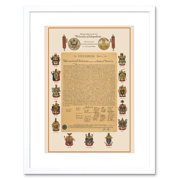 Wee Blue Coo Us Declaration Independence Framed Wall Art Print