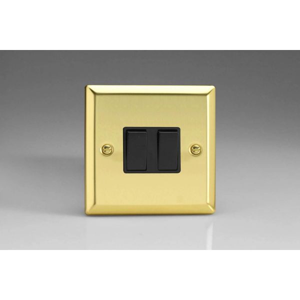 Varilight 2-Gang 10A Intermediate Rocker Light Switch Victorian Brass XV77B