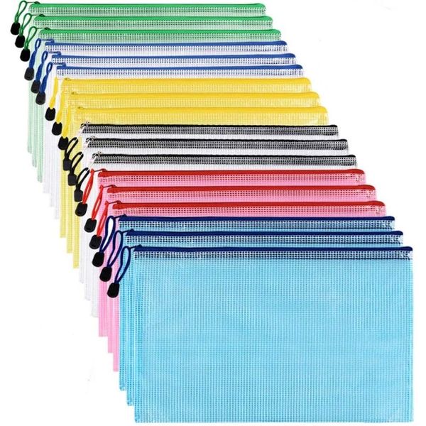 KAHEIGN 24Pcs Plastic Wallets, A4 File Zipper Bags Document Folder Plastic Wallet Folder Extra Thick Zip Lock Bags for File Storage