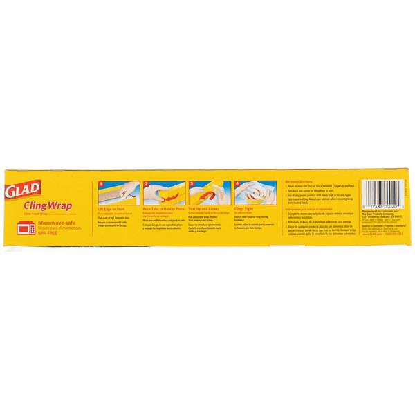 Glad Cling Wrap Clear Plastic Wrap, 200 Sq Ft (Pack of 3)