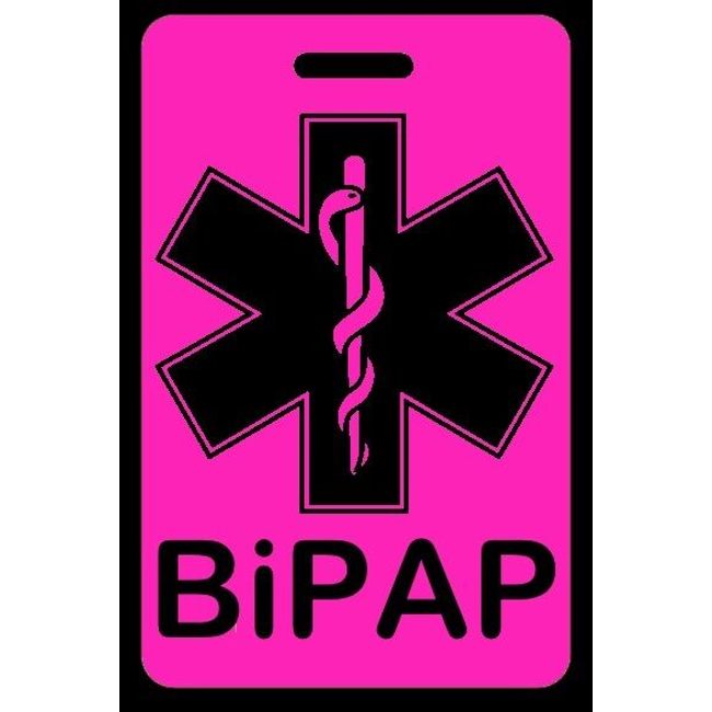 Hi-Viz Pink BiPAP Carry-On Bag Tag - Sleep Apnea