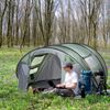 Outdoor 4-5 Person Tent w/ 2 Mesh Windows with Covers & Stakes Included