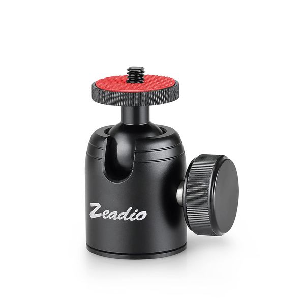 Zeadio Mini Stativkopf Kugelkopf, 360° Drehbar Metall Ball Head mit 1/4 und 3/8 Gewindeloch für LED-Licht, Monitor,Lampenstativ, Kameras, DSLR, Monopod, Slider usw