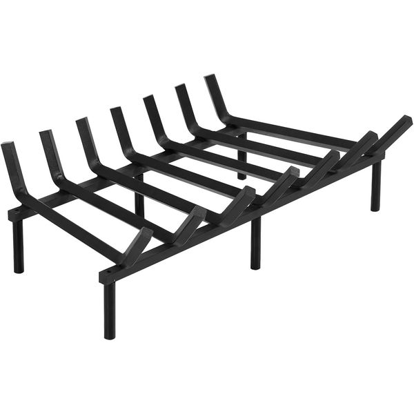 24" Heavy Duty Steel Fireplace Grate Log Holder for Indoor Outdoor Use