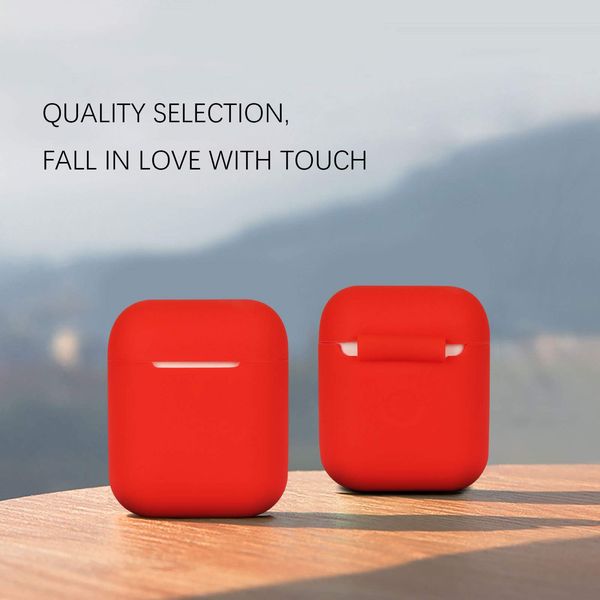 KOKOKA Case Cover Compatible with AirPods 2, Silicone Shockproof Case Cover for Airpods 2 [Front LED Visible][Support Wireless Charging] Red