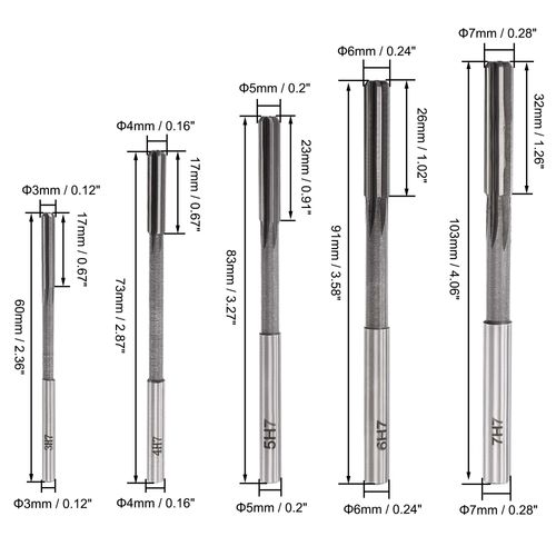 sourcing map Chucking Reamer Set Lathe Machine Reamer Straight Flute Milling Cutter High Speed Steel H7 Tolerance (3mm 4mm 5mm 6mm 7mm 8mm 9mm 10mm 11mm 12mm) 10pcs