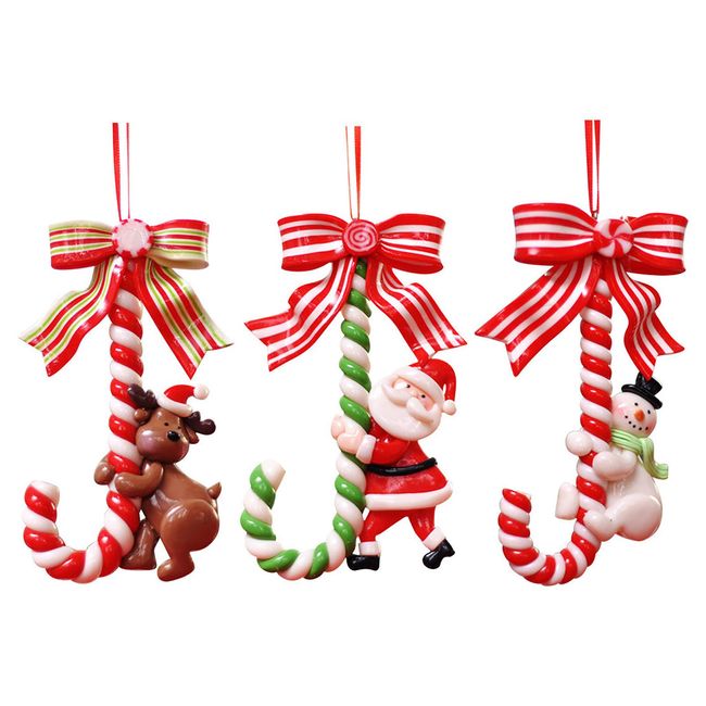 Christmas Tree Ornaments Candy Canes Candy Canes Pendant Santa Claus Snowman Reindeer Christmas Ornaments Ornaments Ornaments Decoration Decoration Set of 3