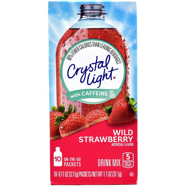 Crystal Light On The Go Wild Strawberry With Caffeine Drink Mix, 10-Packet Box (Pack of 15)