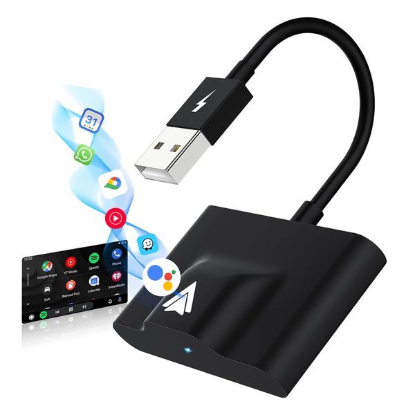 FUYAGLOW Android Auto Wireless Adapter Compatible with Samsung/Google/Pixel, etc, Wireless Android Auto Car Adapter Convert Factory Wired to Wireless, Stable Bluetooth Connection