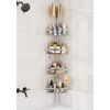 Rustproof Shower Corner Caddy Shelf for Bathroom Tension Pole Organizer with 4 B