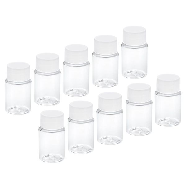 uxcell Plastic Laboratory Chemical Reagent Bottle, 20ml/0.7oz Wide Mouth Sample Sealed Seal Liquid Reservoir Container, Pack of 10