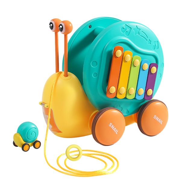 GIANNEER Snail Musical Toys Xylophone Toy Toddler Pull Toys Fine Motor Toy Hammering Pounding Toy Busy Learners Toy Montessori Toy for 2 3 4 Year Old 18 Months Girl Boy Kids