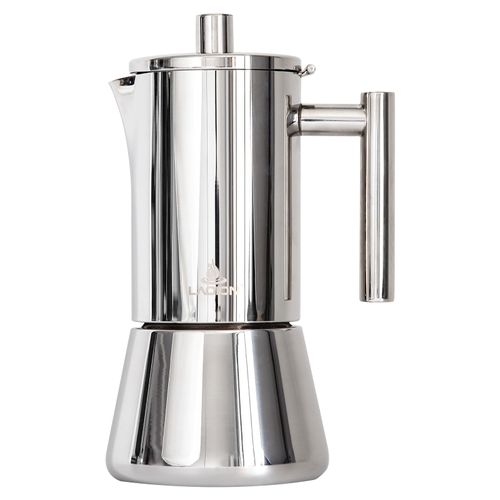 LAOION Stovetop Espresso Maker, 18/8 Stainless Steel Cuban and Italian Coffee Maker for Cafetera Cubana, Greca De Cafe Induction Stovetop Compatible, 300ml Moka Pot Coffee Gift for Home Travel (6 Cup)