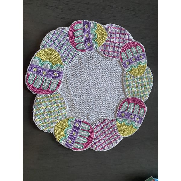 TOTAL HOME PASTEL EASTER "EGGS" Beaded Charger Placemat NWT