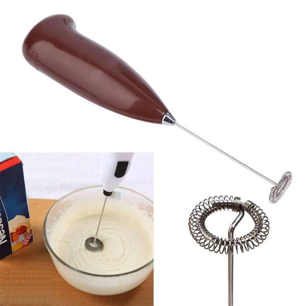 Milk frother Handheld, Stainless Steel Electric Milk Frother Foamer, Drink Mixer Foaming Machine Kitchen Blender Tool for Matcha, Latte, Cappuccino, Hot Chocolate & More (Brown)