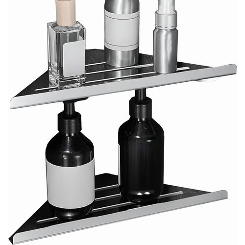 Biutimarden 2 Pack Corner Shower Shelves - 304 Stainless Steel Bathroom Shower Caddy for Toilet, Dorm - No Drilling Required