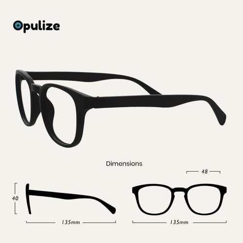 OPULIZE Pop Reading Glasses Fun Round Matt Frame Black Spring Hinges Scratch Resistant Mens Womens R2-1 +1.00